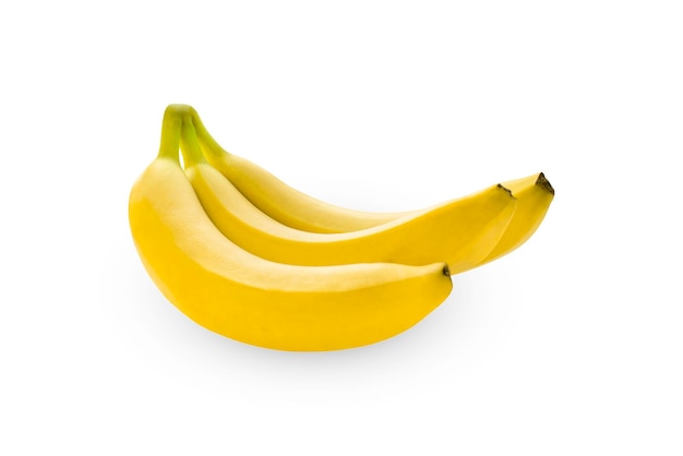 Three juicy bananas isolated on white background