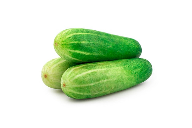 Three Juicy Cucumber Isolated On White Background