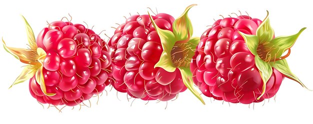 Photo three juicy raspberries illustration