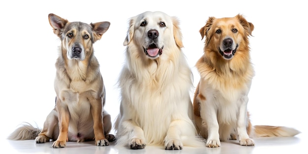 three large dogs web banner copy space on white background