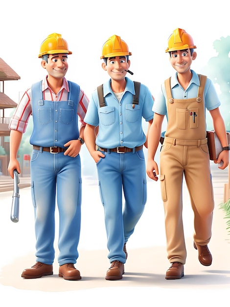 Three lego men with hard hats and a blue shirt happy labor day 2023 AI GENERATED