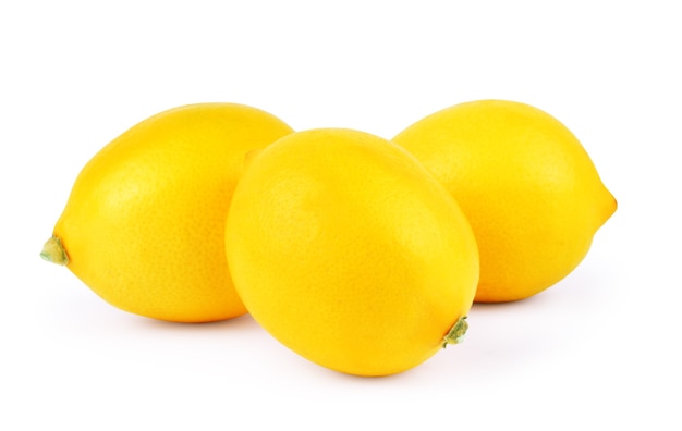 Three lemons on the white background isolated