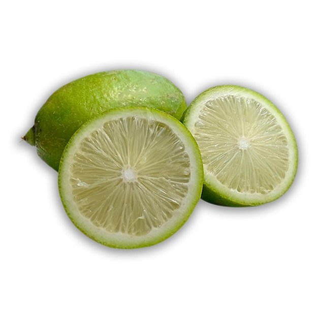 Three limes are on a white background with a white background.