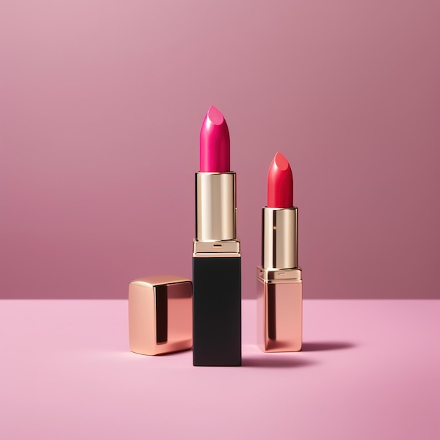 Three lipsticks are on a pink background with the word " lipstick " on them.