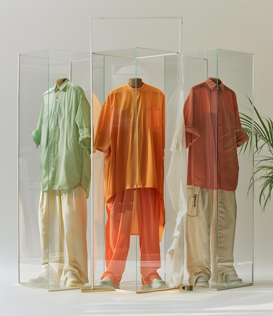 Photo three mannequins displaying stylish summer clothing