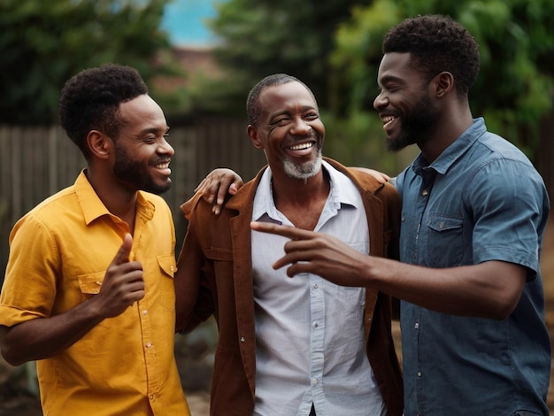 three men are smiling and one has a smile on his face