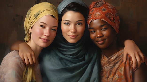 Three multicultural girls together