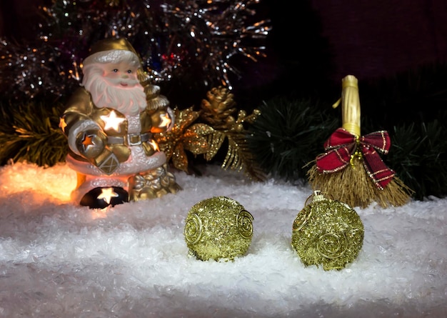 Three New Year's toys on the table closeup