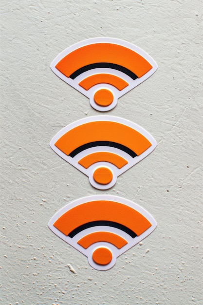 Photo three orange wifi stickers