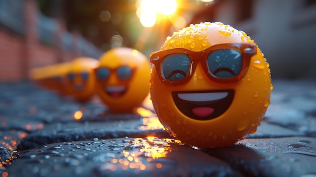 three oranges with glasses that say quot gourds quot on them