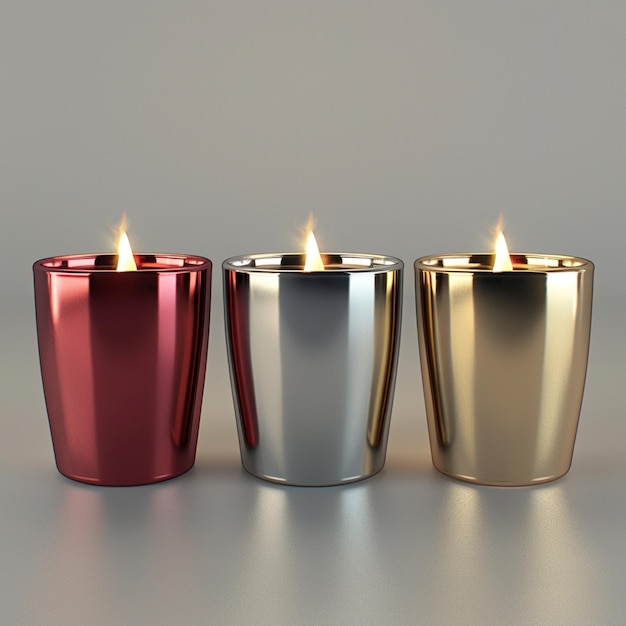 Three packs of Christmas candles red silver and gold