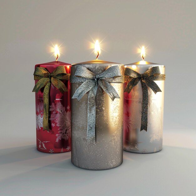 Three packs of Christmas candles red silver and gold