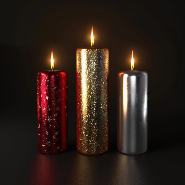 Three packs of Christmas candles red silver and gold