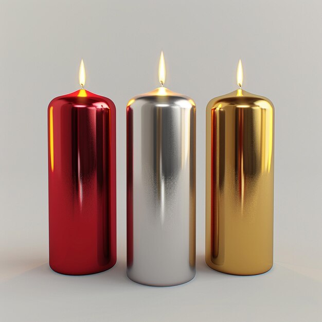 Three packs of Christmas candles red silver and gold