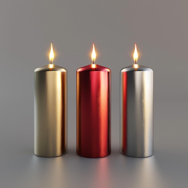 Three packs of Christmas candles red silver and gold