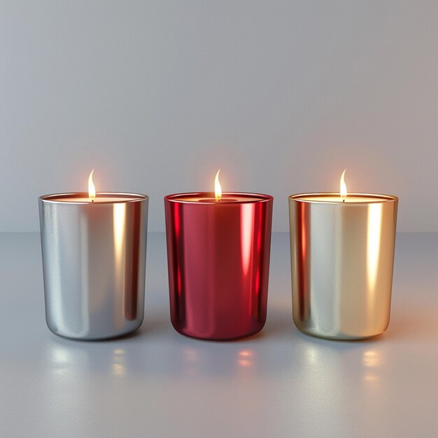 Three packs of Christmas candles red silver and gold