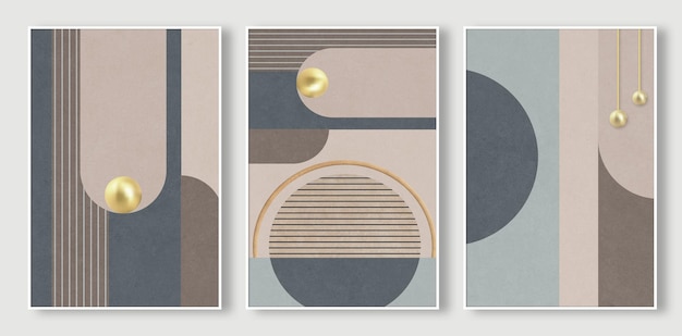 Three paintings of different shapes and sizes, including one that says'the circle '