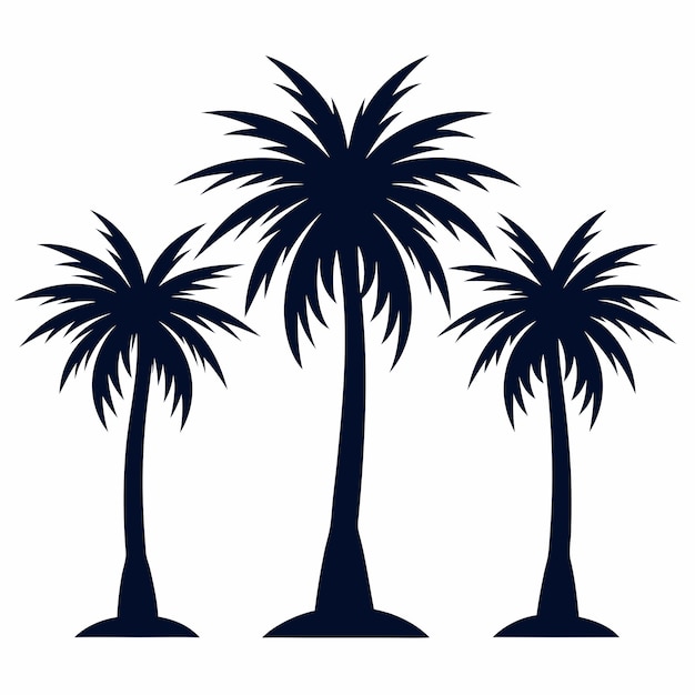 three palm trees are shown in a row