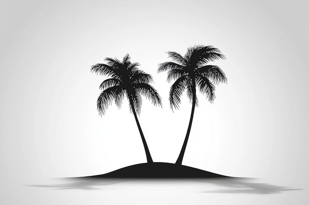 three palm trees are silhouetted against a white background