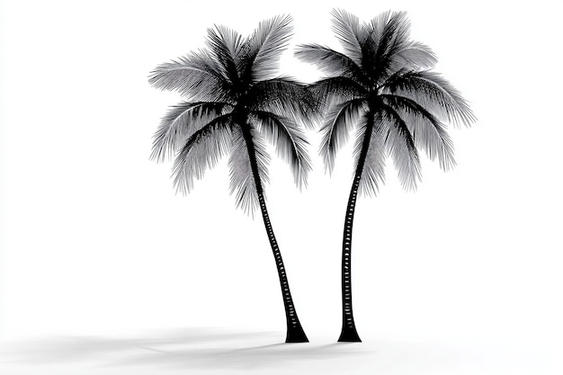 three palm trees are silhouetted against a white background