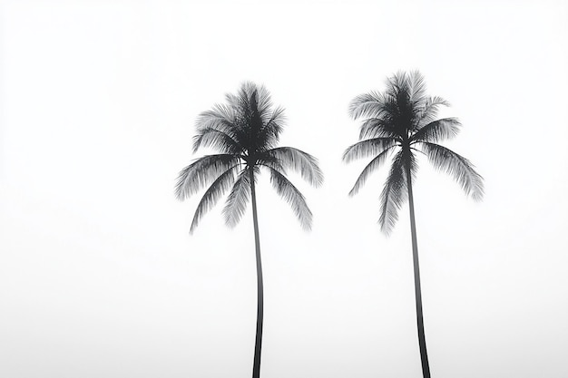 three palm trees are silhouetted against a white background