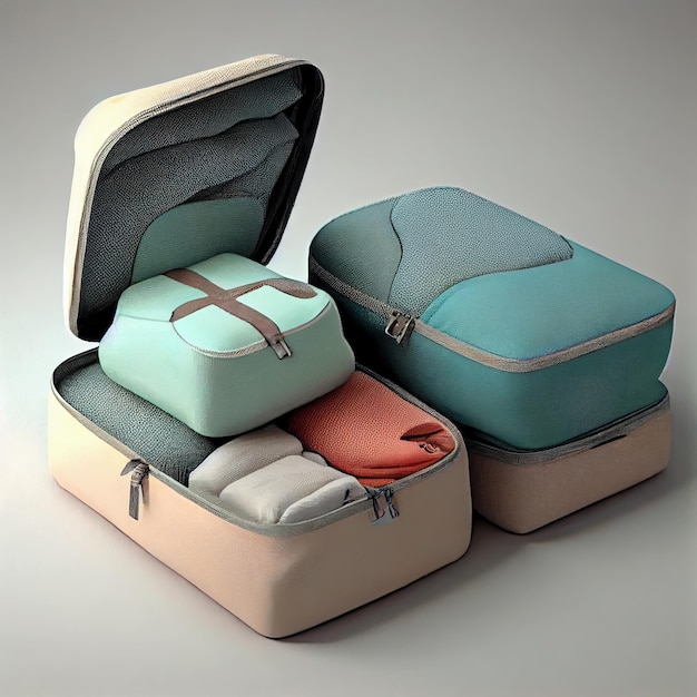 Three pieces of luggage stacked on top of each other