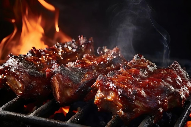 Three pieces meat are being cooked on a grill