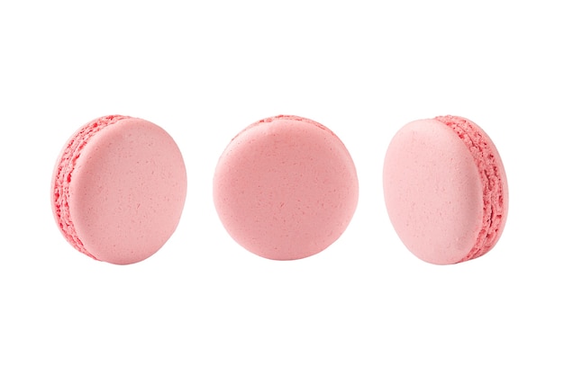 Three pink macaroon isolated on white