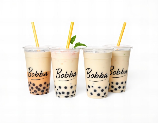 three plastic cups with the word  bob  s  on them