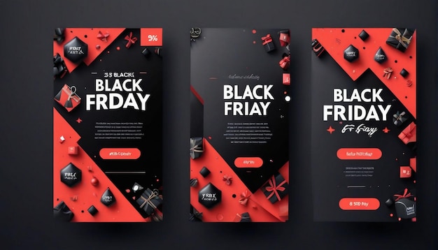 Photo three posters of black friday and friday sale are displayed