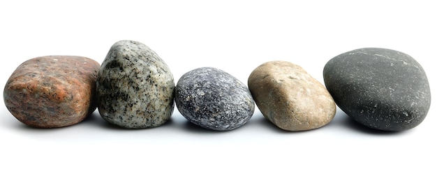 three rocks are lined up next to each other one of which has a green and gray color