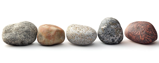 three rocks with different colors and one that has a white background