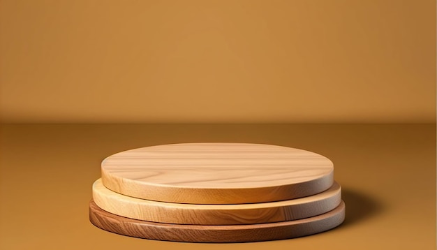 Three round wooden rings are stacked on top of each other.