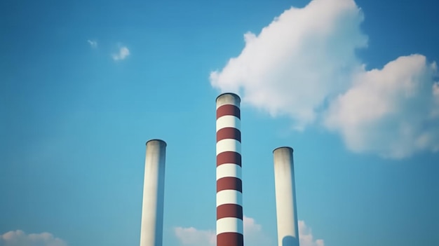 Three smoke stacks with one that says'smokestacks'on it