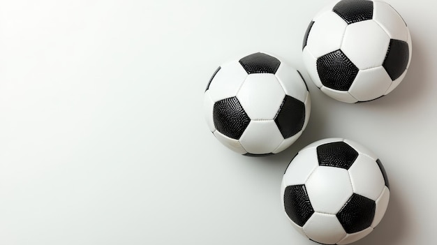 Three Soccer Balls on White Background