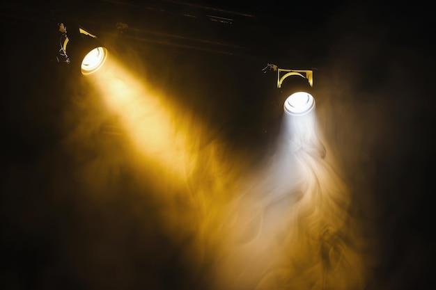 Three Spotlights Illuminate Dark Stage