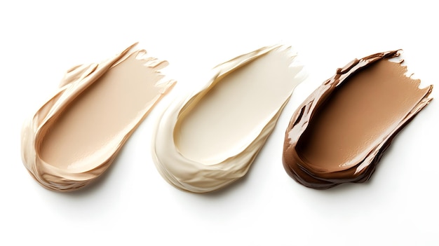 Photo three swirls of foundation makeup in light medium and dark shades