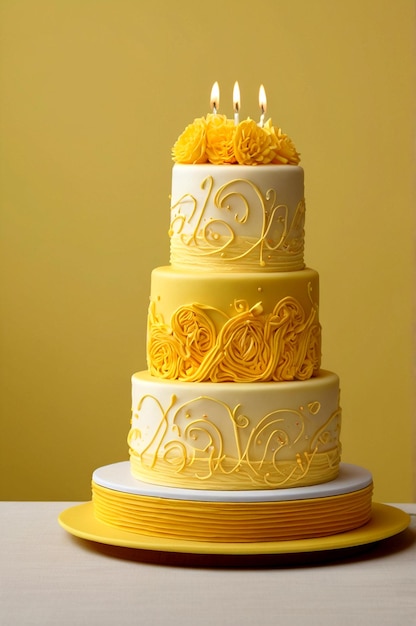 a three tiered wedding cake with the number 4 on it