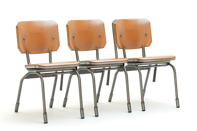 Photo three views of school chair isolated on white