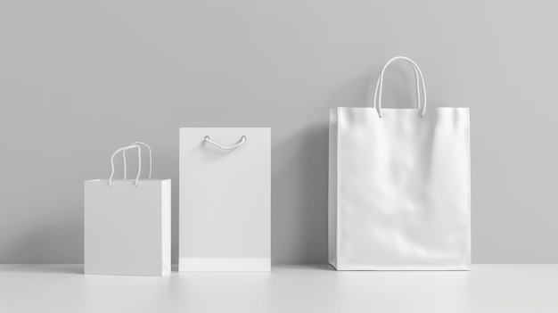 Three white bags are displayed on a white background