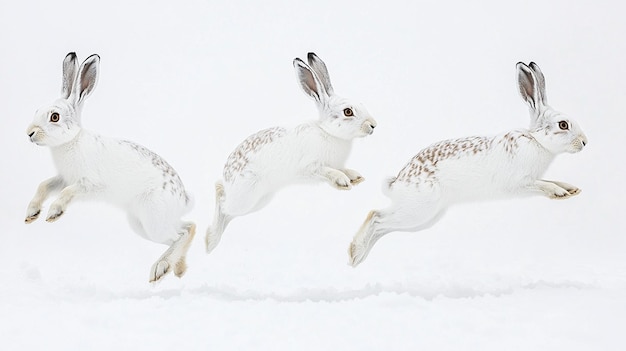 Photo three white rabbits with the words quot rabbit quot on the side