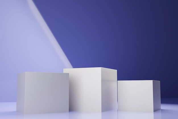 Three white square stands on very pery background