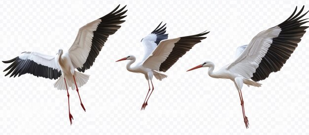 Photo three white storks in flight