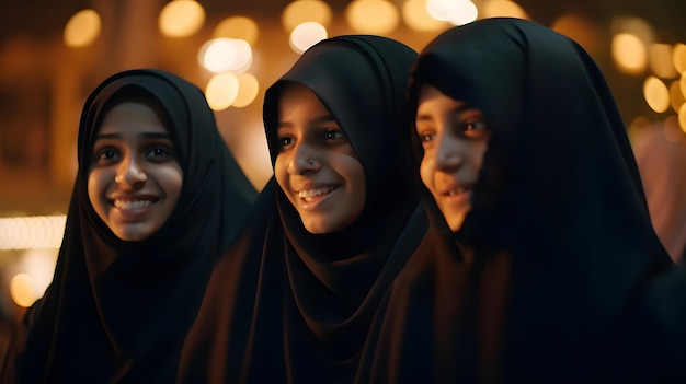 Three women are sitting in a row and smiling.