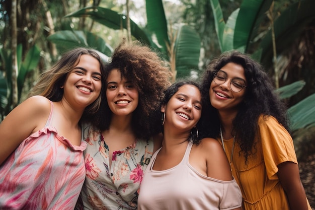 Three women are smiling and looking at the camera