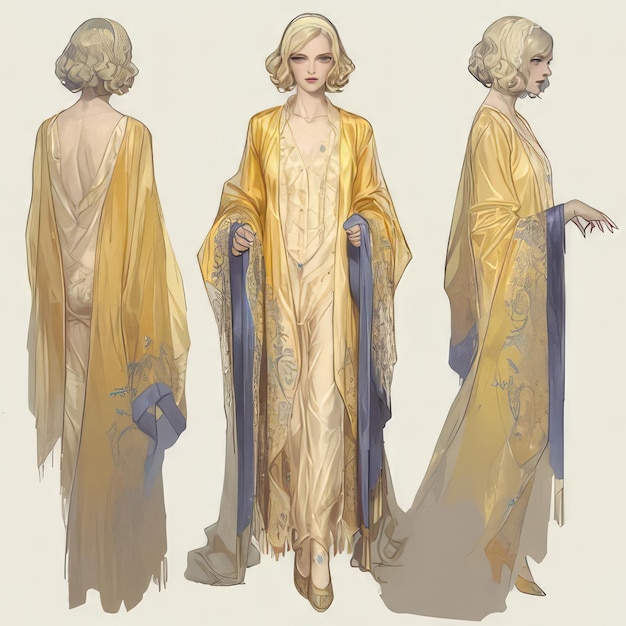 Three women in yellow and blue robes captured beautifully