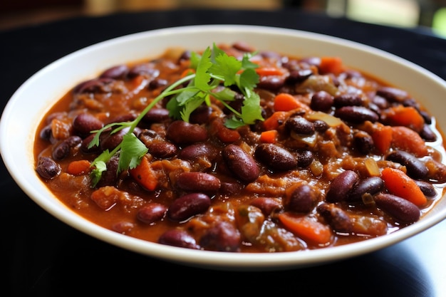 Photo threebean chili with black pinto and kidney beans