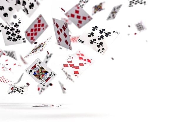 Threecard poker and gambling playing cards that float Generative Ai