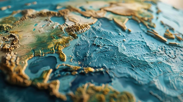 ThreeDimensional Earth Atlas Featuring Textured Topography and Political Boundaries