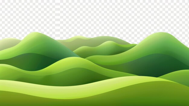 Photo threedimensional green hills depicted in a cartoonish style with a clear backdrop